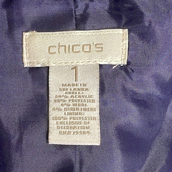 Chicos Women’s Purple Tweed Lined Collarless Jacket Blazer Size 1/8 - Picture 12 of 12